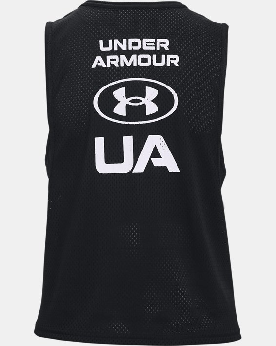 Under Armour UA HeatGear Ladies Overlay Logo Black Muscle Tank Running Vest S 